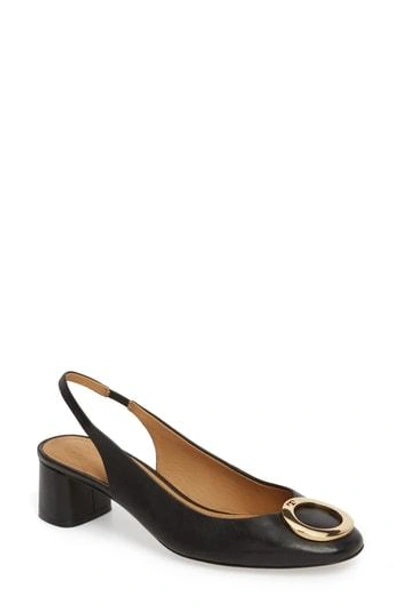 Tory Burch 45mm Caterina Leather Sling Back Pumps In Black