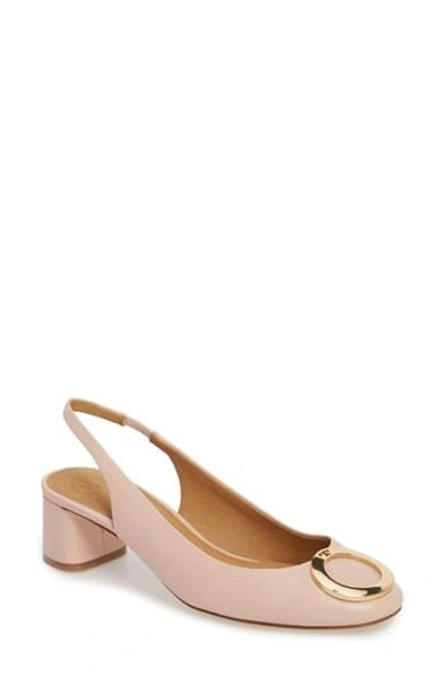 Tory Burch 45mm Caterina Leather Sling Back Pumps In Sea Shell Pink