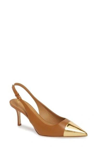 Tory Burch Penelope Cap Toe Slingback Pump In Deep Vicuna