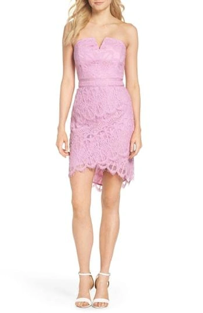 Adelyn Rae Strapless Lace Dress In Lilac