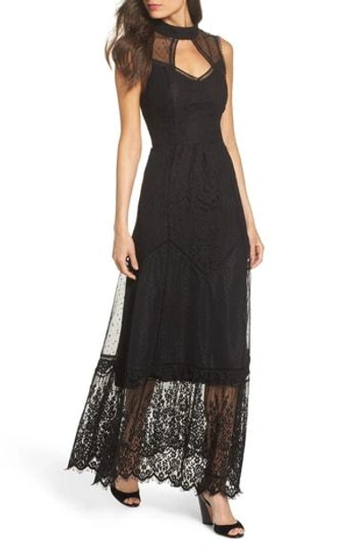 Harlyn Mixed Lace Gown In Black