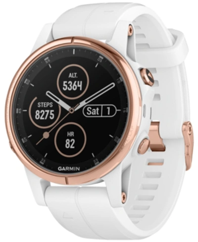 Garmin Fenix5s Plus Sapphire Premium Multisport Gps White Smartwatch, 42mm In Rose Gold