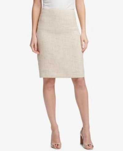 Dkny Crosshatched Pencil Skirt In Creme