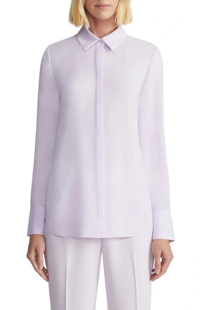 Lafayette 148 Scottie Silk Button-up Blouse In Cloud