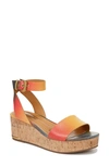 Franco Sarto Presley Ankle Strap Platform Wedge Sandal In Multi Snake Print Faux Leather