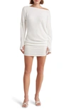 Go Couture One-shoulder Long Sleeve Jersey Dress In Ivory