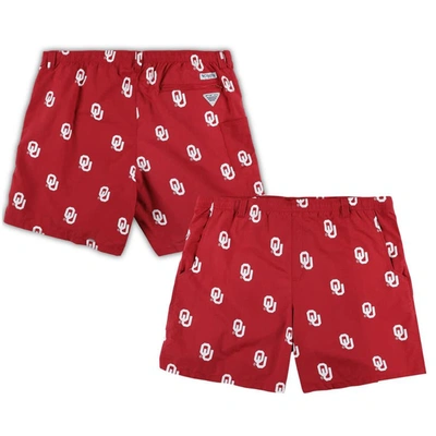 Columbia Men's  Crimson Oklahoma Sooners Big And Tall Backcast Ii Allover Print Omni-shade Shorts