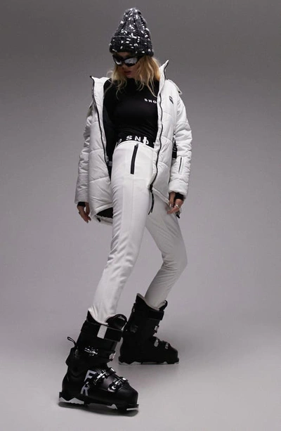 Topshop Belted Slim Fit Ski Trousers In White
