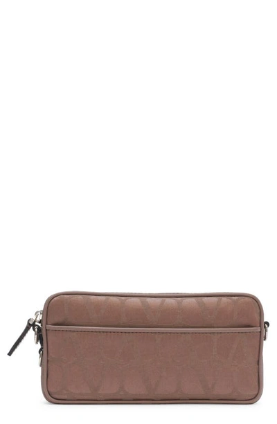 Valentino Garavani Vlogo Monogram Toile Canvas Crossbody Bag In Brown