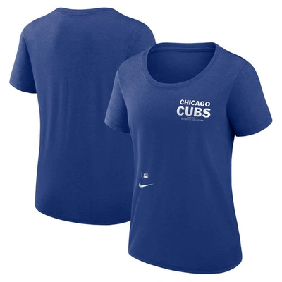 Nike Royal Chicago Cubs Authentic Collection Performance Scoop Neck T-shirt In Blue