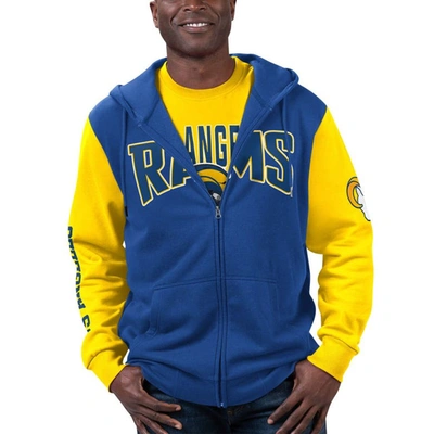 G-iii Sports By Carl Banks Royal/gold Los Angeles Rams T-shirt & Full-zip Hoodie Combo Set