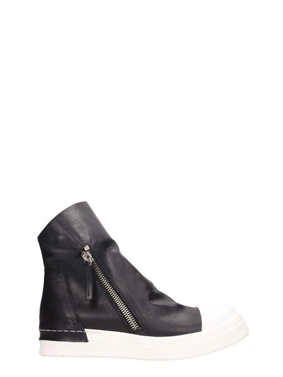 Cinzia Araia High-top Sneaker In Black Leather. In Nero