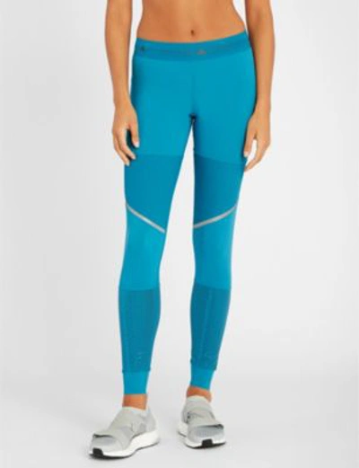 Adidas By Stella Mccartney Womens Blue Run Jersey Leggings