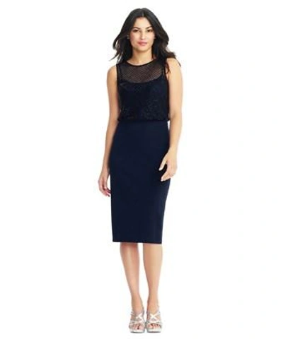 Adrianna Papell Bead Embellished Sheath Dress In Midnight