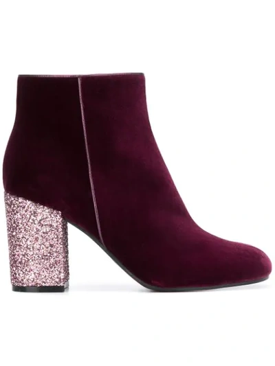 Pollini Glitter Heel Ankle Boots - Pink