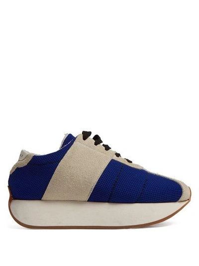 Marni Big Foot Low-top Trainers In White + Bluette