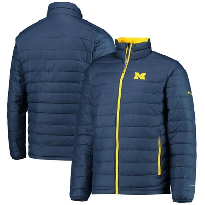 Columbia Men's Navy Michigan Wolverines Powder Lite Omni-heat Reflective Full-zip Jacket