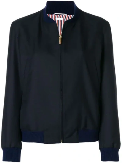 Thom Browne Engineered Stripe Wool Varsity Jacket - Blue