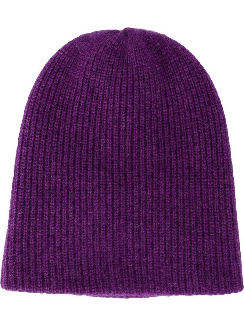 The Elder Statesman Knitted Cap - Purple | ModeSens
