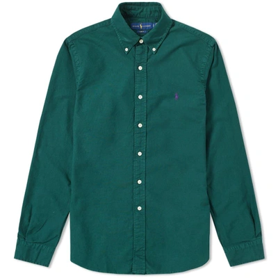 Polo Ralph Lauren Slim Fit Garment Dyed Button Down Shirt In Green