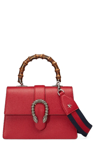 Gucci Medium Dionysus Leather Top Handle Satchel - Red In Red/ Brb/ Black Diamond