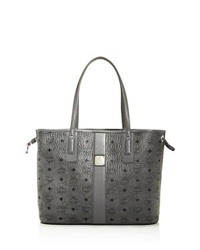Mcm Liz Reversible Medium Visetos Shopper Tote Bag In Phantom Gray/silver