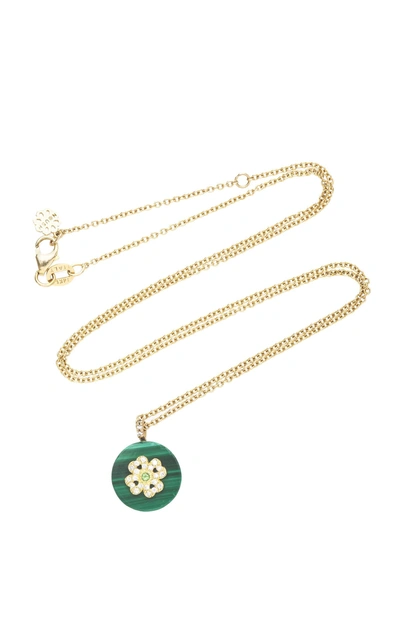 Noush Jewelry Coexist Clover On Malachite Necklace In Green