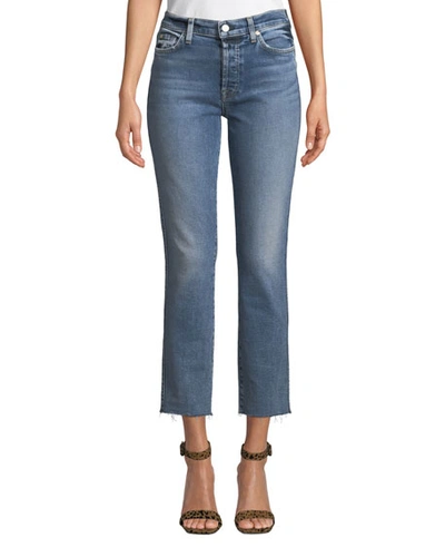 7 For All Mankind Edie Cropped Raw-edge High-rise Jeans In Muse
