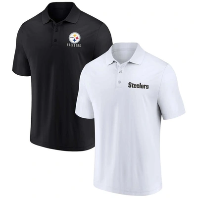 Fanatics Men's  White, Black Pittsburgh Steelers Lockup Two-pack Polo Shirt Set In White,black