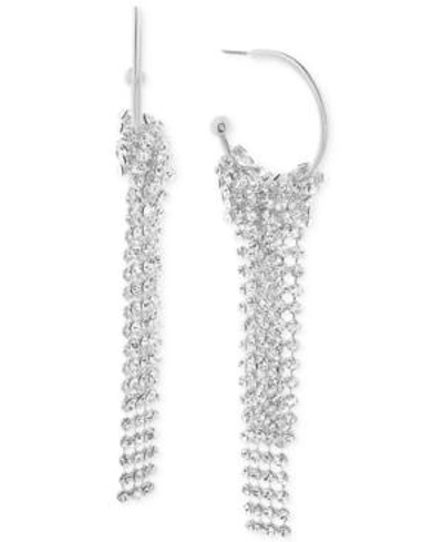 Steve Madden Crystal Fringe Drop Earrings In Silver