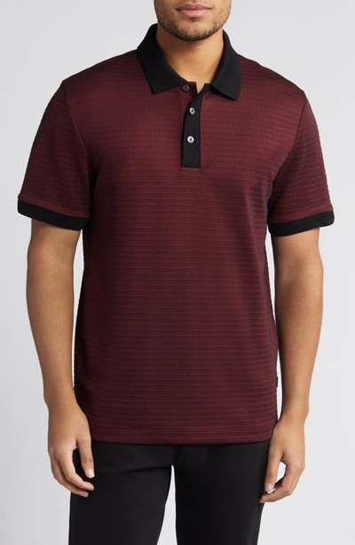 Hugo Boss Prout Short Sleeve Polo Shirt In Dark Red