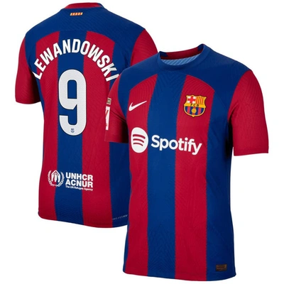 Nike Dressing Gownrt Lewandowski Barcelona 2023/24 Match Home  Men's Dri-fit Adv Soccer Jersey In Blue