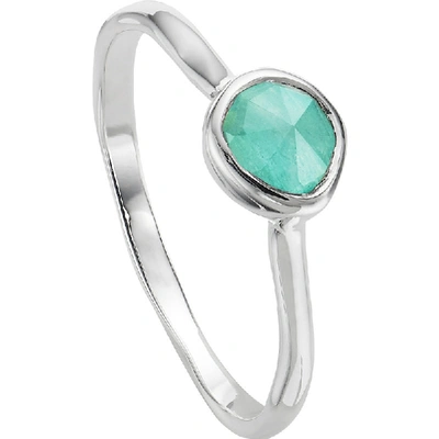 Monica Vinader Siren Sterling Silver And Amazonite Small Stacking Ring In Nero