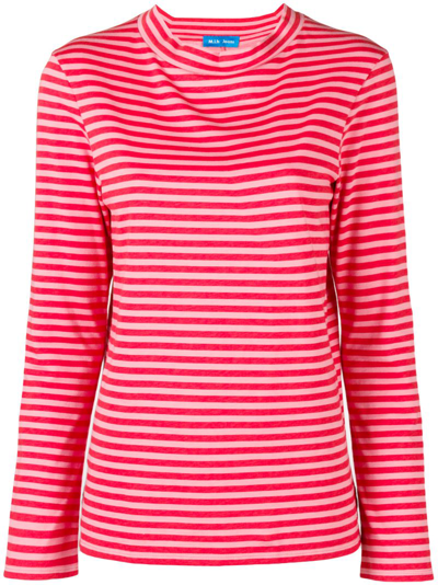 M.i.h. Jeans Emelie Striped Long-sleeve Cotton Top In Pink