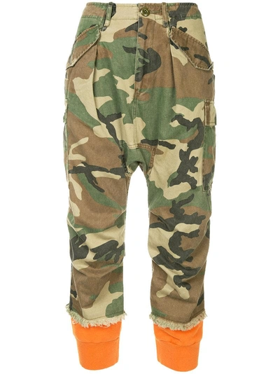 R13 Camo Harem Cargo Trousers In Green
