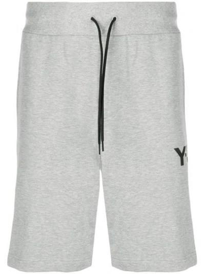 Y-3 Logo Print French Terry Shorts In Grey