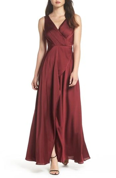 Fame And Partners Vivian A-line Gown In Wine