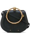 Chloé Nile Bracelet Small Textured-leather And Suede Shoulder Bag In Black