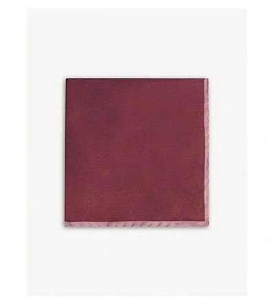 Oscar Jacobson Plain Silk Pocket Square In Red