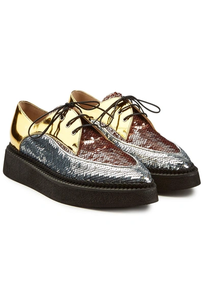 N°21 Gravity Paillettes Sneakers In Oro/rame/argento