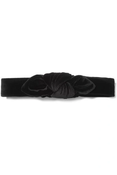 Maison Michel Tali Knotted Velvet Headband In Black