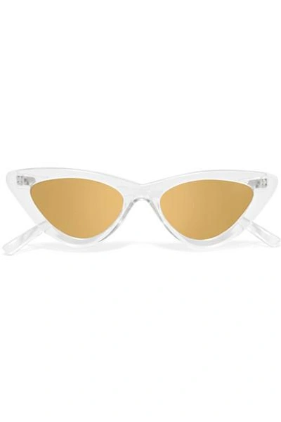 Le Specs + Adam Selman The Last Lolita Cat-eye Acetate Mirrored Sunglasses In Yellow