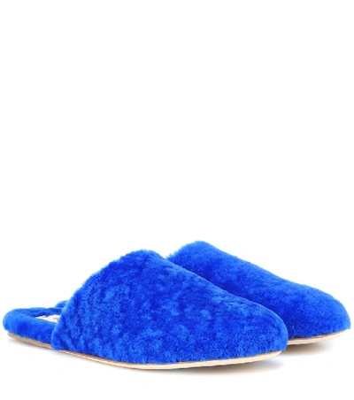 Marni Shearling Slippers In Blue