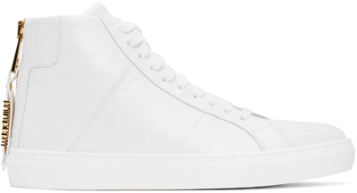 Moschino Leather Hi-top Trainers In White