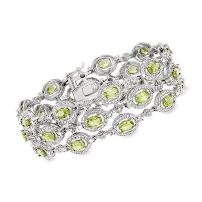 Ross-simons Peridot Bracelet With Diamond Accents In Sterling Silver In Multi