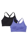 Marika Mary Jane 2-pack Sports Bras In Blue Iris/ Black