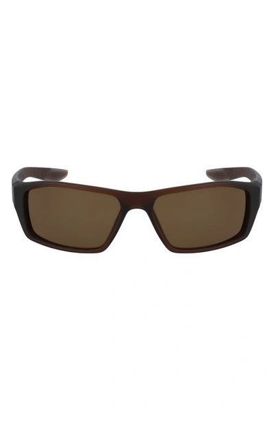 Nike 59mm Brazen Shadow Rectangle Sunglasses In Matte El Dorado Black Brown