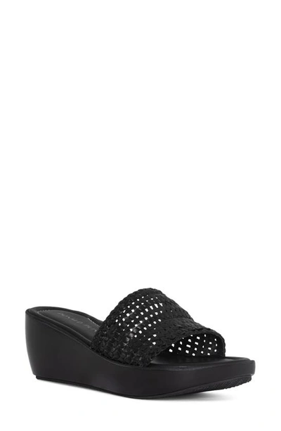 Donald Pliner Basketweave Wedge Sandal In Black