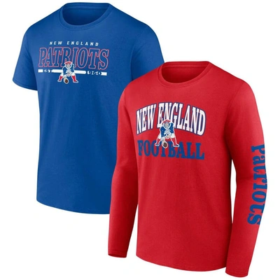 Fanatics Branded Red/royal New England Patriots Throwback T-shirt Combo Set In Red,royal