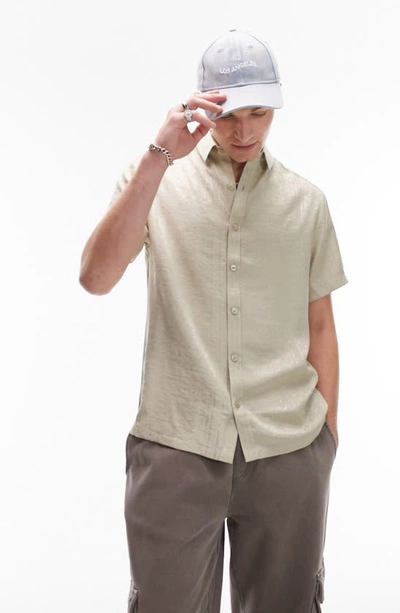 Topman Bandana Jacquard Button-up Shirt In Neutral